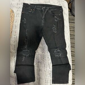 American eagle air flex Men's Black Distressed Jeans 36x32